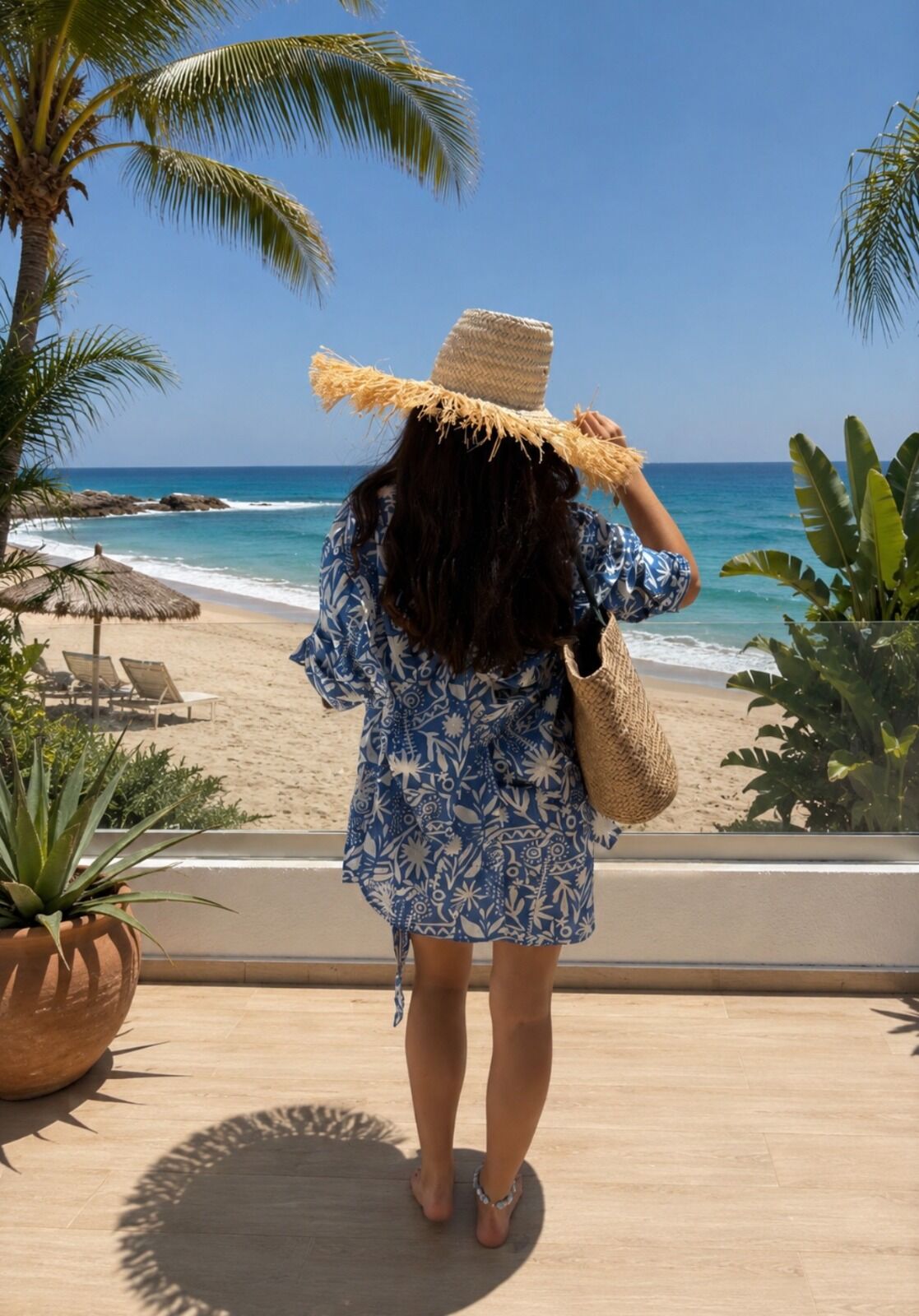 Mykonos Ensemble Chemise Manches Longues Pareo Motifs Med Mediterranee